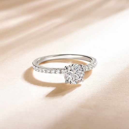 Women’s S925 Sterling Silver 1.2CT Moissanite Engagement Ring | D Color VVS1 Wedding Band with Certificate – Roshara
