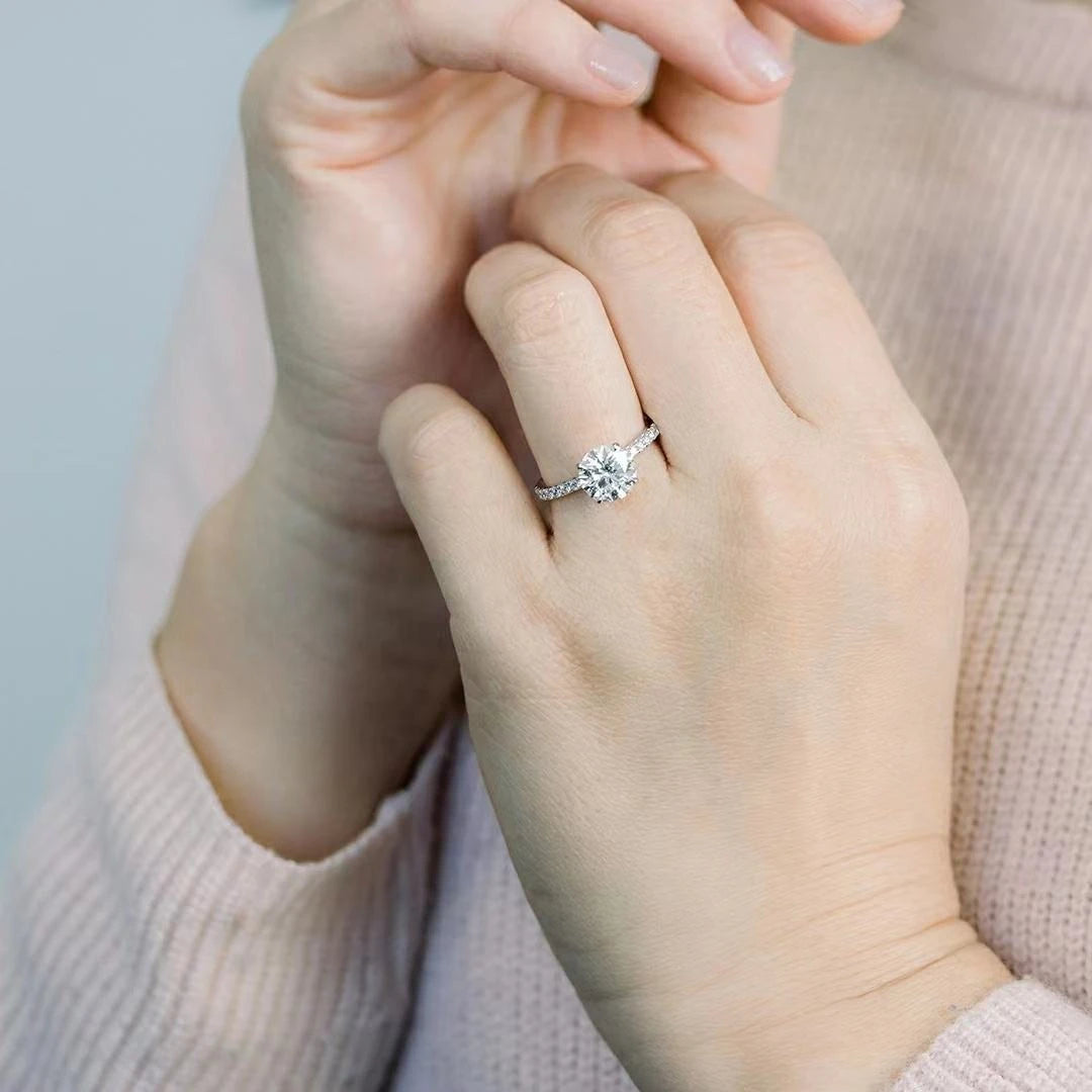 Women’s S925 Sterling Silver 1.2CT Moissanite Engagement Ring | D Color VVS1 Wedding Band with Certificate – Roshara