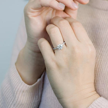 Women’s S925 Sterling Silver 1.2CT Moissanite Engagement Ring | D Color VVS1 Wedding Band with Certificate – Roshara