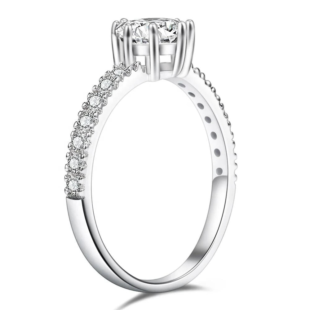 Handmade S925 Sterling Silver Moissanite Engagement Ring | Classic Solitaire Bridal Ring by Roshara