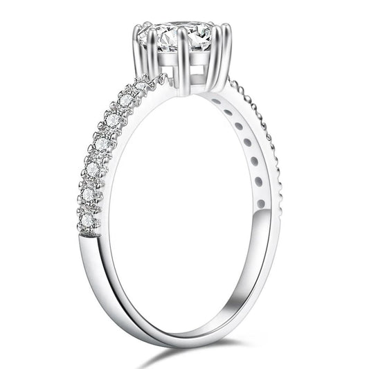 Handmade S925 Sterling Silver Moissanite Engagement Ring | Classic Solitaire Bridal Ring by Roshara