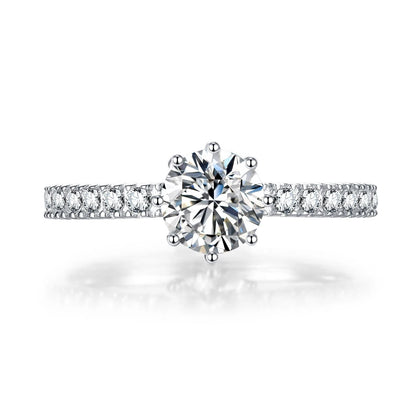 Handmade S925 Sterling Silver Moissanite Engagement Ring | Classic Solitaire Bridal Ring by Roshara