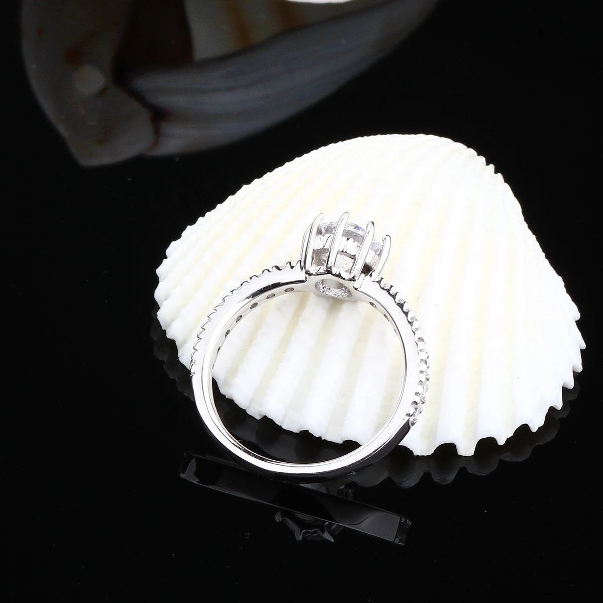 Handmade S925 Sterling Silver Moissanite Engagement Ring | Classic Solitaire Bridal Ring by Roshara