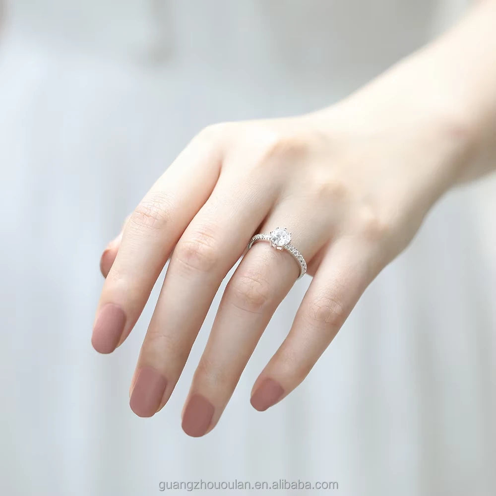 Handmade S925 Sterling Silver Moissanite Engagement Ring | Classic Solitaire Bridal Ring by Roshara