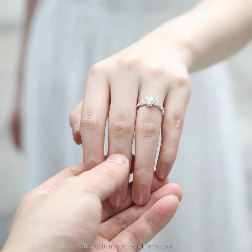 Handmade S925 Sterling Silver Moissanite Engagement Ring | Classic Solitaire Bridal Ring by Roshara